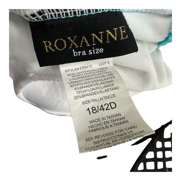 Roxanne Blue Floral Ruched One-Piece Swimsuit 18/42D Bust Support Retro - Picture 3 of 4